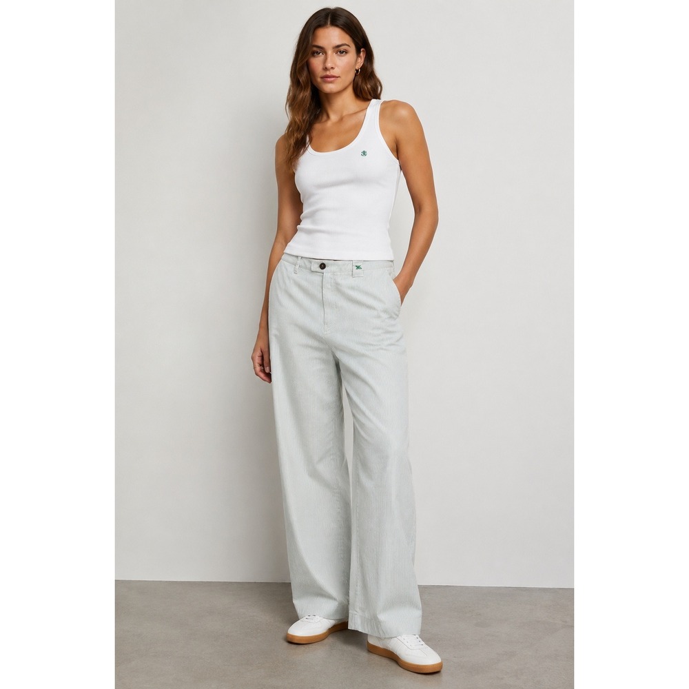 Burberry Pants Green Pinstripe Straight Leg Womens' Size 40 US 8 Preppy Tennis